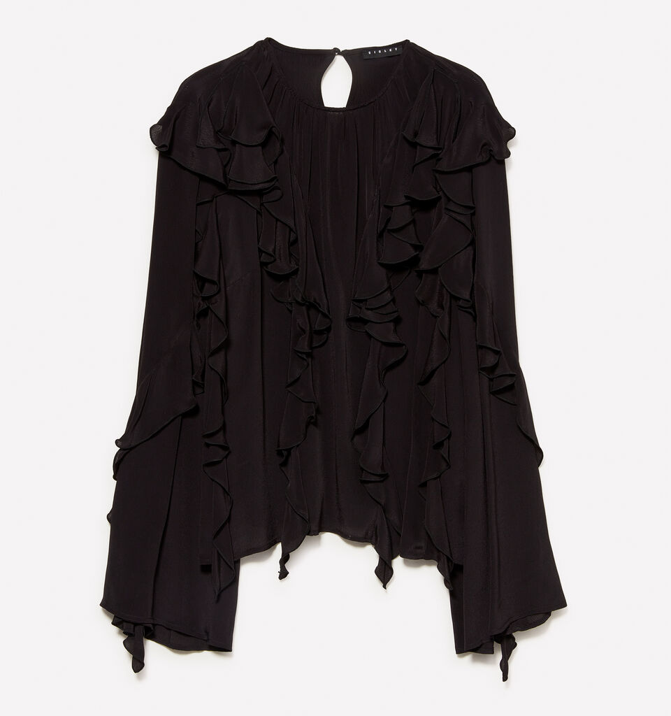 Black blouse with rouches - women's blouses - Black | Sisley image number 5